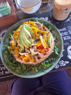 Vegan salty waffle (huge portion) at Mr. Waffle in Playa Del Carmen