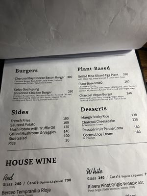 plant based menu  at Charcoal Bay Wine & Grill in Koh Tao