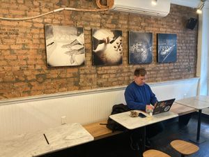 Seating inside at Zucker's Bagels & Smoked Fish in New York City