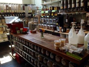 bulk bins of organic coffee, nuts, seeds, beans, etc.  at Citzens Co-op in Gainesville