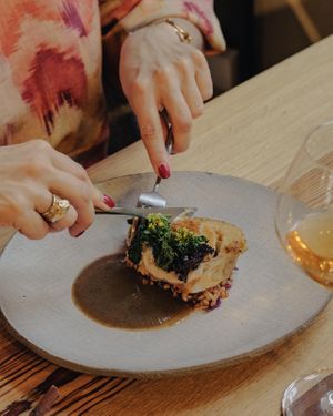 Chou cuit en croûte de miso d’épeautre at Entropy in Brussels