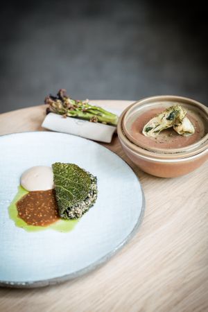 Cabbage, caramelized onions & chicory, leek and garlic roasted at Entropy in Brussels