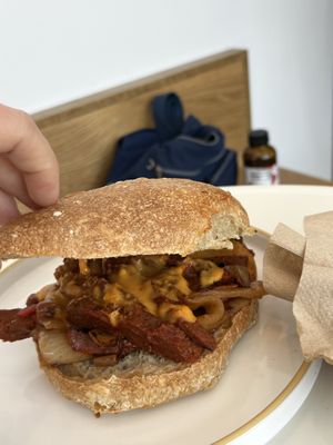 Seitan and cheese sando  at Little Loaf Bakeshop in New Paltz