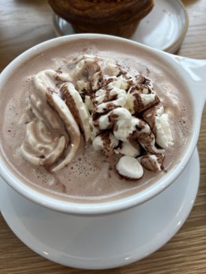 Pistachio milk hot chocolate   at Little Loaf Bakeshop in New Paltz