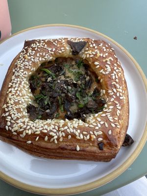 Savory mushroom pastry - delicious.  Also try the double chocolate croissant, chocolate croissant, tahini chocolate cookie, any of the others    at Little Loaf Bakeshop in New Paltz