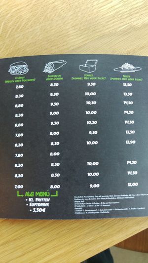 Menu, pg 2 at Crunchy Kebab in Kassel