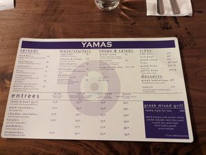 Menu at Yamas Greek Eatery in Walla Walla