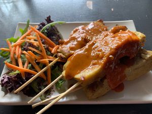 Vegan satay at Madame K's Vegetarian in Fitzroy