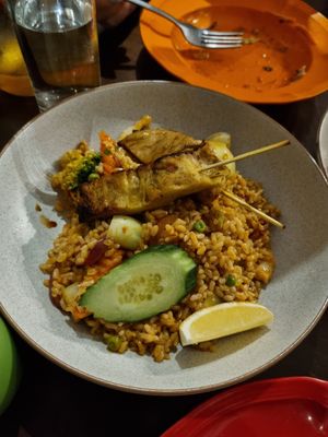 Chilli brown rice pea protein at Madame K's Vegetarian in Fitzroy