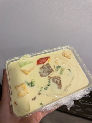 Thai green curry with tofu and tempeh   at Madame K's Vegetarian in Fitzroy