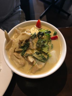 Green curry with mock chicken at Madame K's Vegetarian in Fitzroy