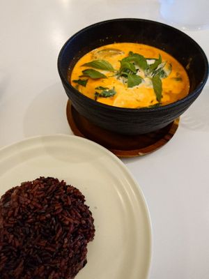 Red curry and riceberry at Kem-Kon - Khon Kaen (เข้ม-ข้น ขอนแก่น) in Khon Kaen
