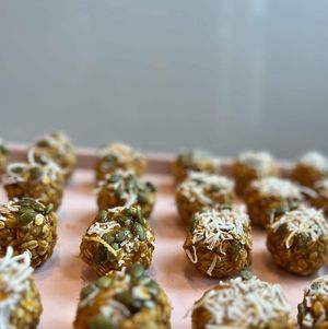 Many energy balls available , often vegan. at Sip Stirs in Pembroke