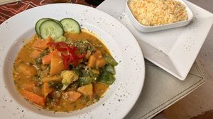 Vegetable Okra with ricee  at Café Zoo - La Marmite Royale in Windhoek