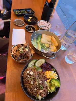 Recommend either hotpot or the vegan bowl with fried mushrooms (didn’t like the soy meat at all)  at MIBAP in Berlin