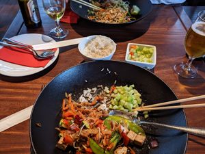 Took the photo half way haha at DA BU DA, Asian Fusion & Bar in Ljubljana