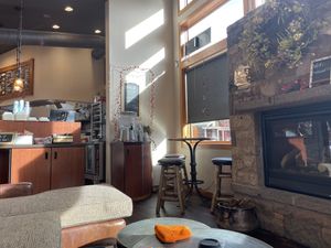 Fireplace  at Brewed Awakenings Coffee Roasters in Sunriver