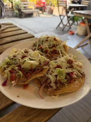 Tostada de salpicón   at Veganiztlán in Mexico City