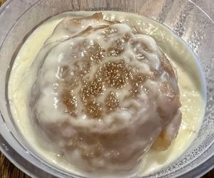 Today’s semolina pudding is apple   at Krishna Food in Christchurch