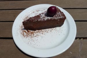 ... yummy raw chocolate cake! at Mel de Magraneta by Ciel Azul in Ibiza
