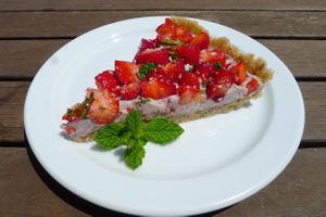 raw strawberry tart! at Mel de Magraneta by Ciel Azul in Ibiza