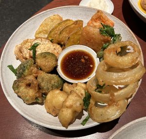 Vegetable tempura with ponzu sauce and mayo #Veganuary at R'Miet in Siem Reap