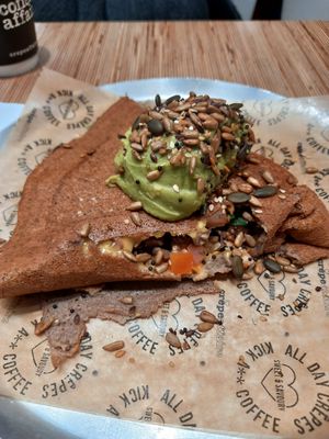 "supervegan" option - crêpe with veggies, plant based cheese and avo at LTN - Crepe Affaire - NT in Luton
