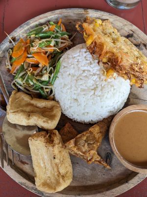 Vegan nasi campur at Lima Cafe in Pecatu