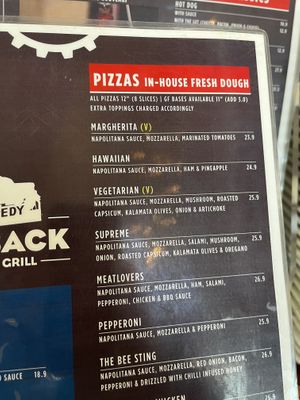 Pizza menu   at Outback Bar And Grill in Coober Pedy