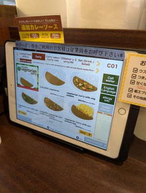 vegetarian section in the menu at Coco Ichibanya in Hokkaido
