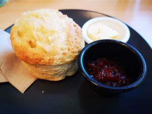 Cheese Scone with Chilli Jam at Chestnut & Rose in Kesgrave