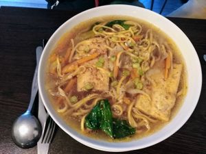 Tofu and noodle soup at Mama Geny's in Hastings
