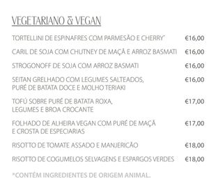 Veggie menu in Portuguese at Restaurante Lago in Santa Maria Da Feira