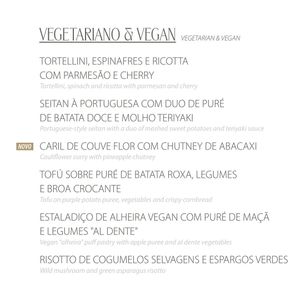 New veggie menu. at Restaurante Lago in Santa Maria Da Feira
