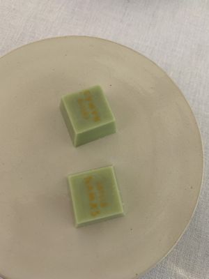 Cucumber vegan chocolate: unbelievably great first a fresh cucumbers flavor, than a crunchy nutty one and finally the sweetness and creamy flavor of the chocolate  at Ertlio Namas in Vilnius