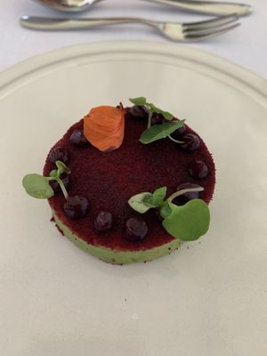 This is the one we liked the least. Pea purée was not very complexed but the top with onion jam was great  at Ertlio Namas in Vilnius