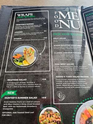 Menu at Jonno's Bistro in Windhoek