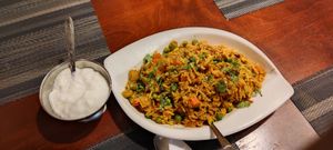 Vegetable Biryani with Curd at A Taste of India in Luxor
