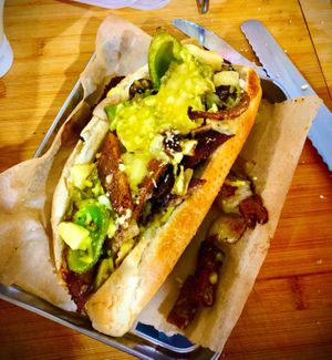 THE PHILLY - Seared BEEV strips with Peppers, Onions & Shrooms and lots of cheese on an 8" Sub Roll, served straight up or as a French Dip Au Jus. at THE COVEN of WICHES in East London