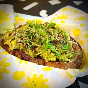 HISPTER (AVO, Dukka, Sourdough, Pea Shoots, Pesto Oil)  at THE COVEN of WICHES in East London