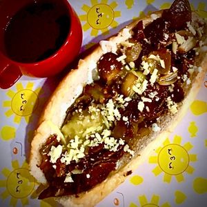 The Philly Cheesesteak with a dipping gravy at THE COVEN of WICHES in East London