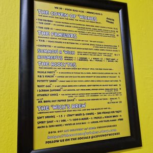 Menu this week, but it is updated regularly at THE COVEN of WICHES in East London