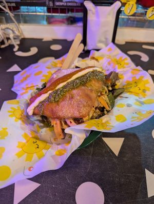 The stevil -lasagna sandwich at THE COVEN of WICHES in East London