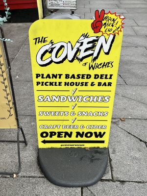 Sign to find The Coven of Wiches inside the market  at THE COVEN of WICHES in East London