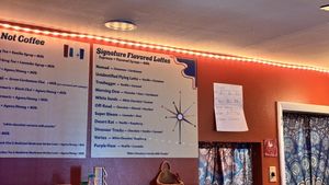 Menu 2 - check out the white paper to the right for milk alternatives  at Nomad Cafe in Kanab