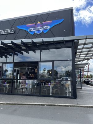 Outside of the restaurant with indoor and outside seating  at BurgerFuel in Rotorua