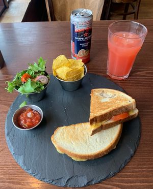 Vegan cheese and tomato toastie  at Dnisi in Stranraer