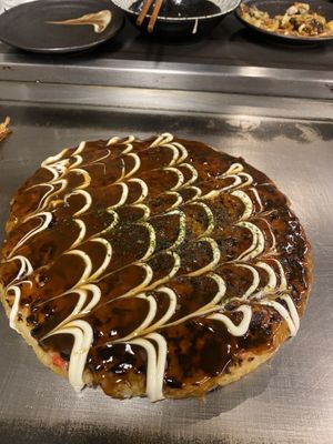 Jumbo okonomiyaki   at Miyabi - お好み焼き 創作鉄板 雅 みやび in Kyoto