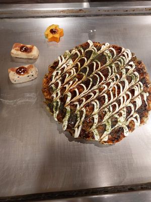 Okonomiyaki (large) at Miyabi - お好み焼き 創作鉄板 雅 みやび in Kyoto