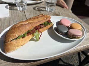 Vegan sandwich + macarons  at La Parisienne Macaronnerie in Freiburg